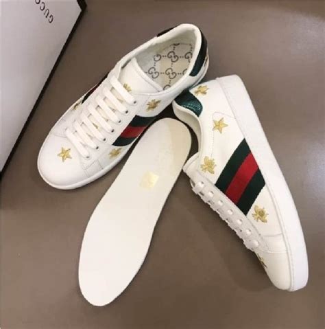 all white gucci trainers|Gucci star and bee boots.